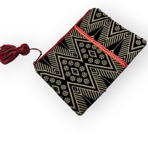 Brown Boho Patterned Lovestitch Tassel Pouch